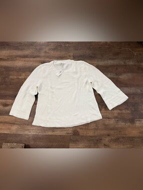 Style & Co. Cream Textured Crew Neck Sweater